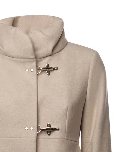 Fay Romantic Coat In Melange Wool Cloth In Neutral
