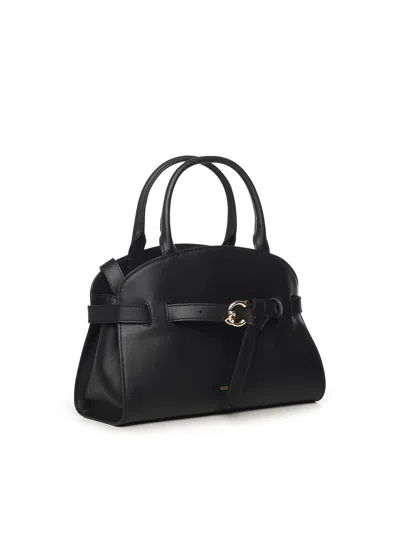 Coccinelle Medium Sabine Belted Cowhide Tote Bag In Black