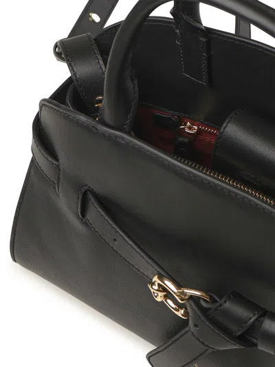 Coccinelle Medium Sabine Belted Cowhide Tote Bag In Black