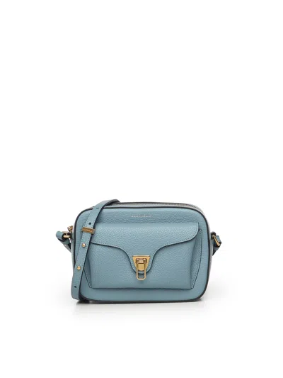 Coccinelle Flap Leather Shoulder Bag In Blue