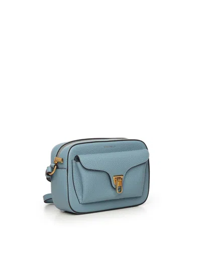 Coccinelle Flap Leather Shoulder Bag In Blue
