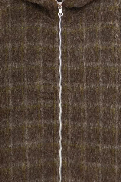 Our Legacy Textured Full Zip Hood Sweatshirt With Cozy Hood In Brown