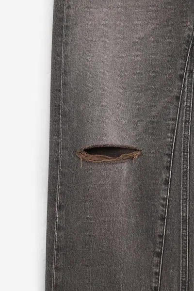 Our Legacy Distressed Wide-leg Jeans With Faded Black Wash In Gray