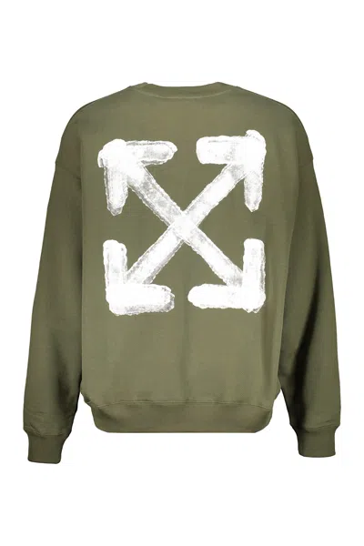 Off-white Green Olive Comfort Sweatshirt Long Sleeves In Green