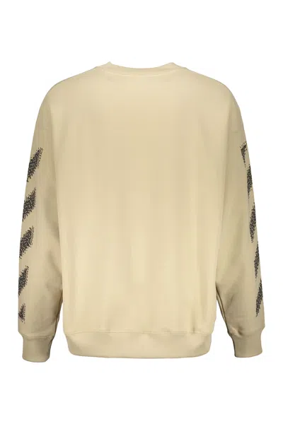 Off-white Beige Sweatshirt With Diagonal Stripes In Neutral