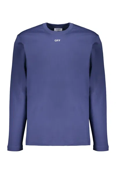 Off-white Dark Blue Long-sleeved Versatile T-shirt In Blue