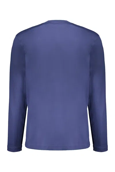 Off-white Dark Blue Long-sleeved Versatile T-shirt In Blue