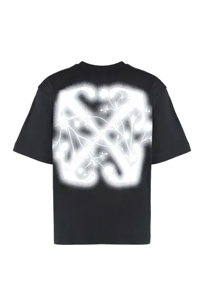 Off-white Back Print Slim Fit Cotton T-shirt In Black