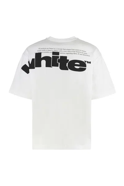 Off-white Crew Neck Shared Logo Cotton T-shirt With Print In White