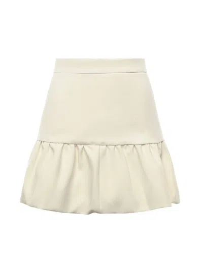 Pinko Mini Skirt With Flounce In Neutral