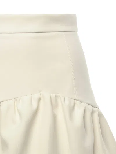 Pinko Mini Skirt With Flounce In Neutral