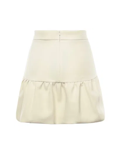 Pinko Mini Skirt With Flounce In Neutral