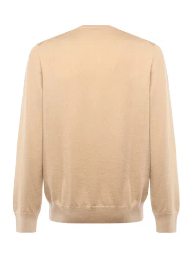 Fay Crew-neck Jumper In Shaved Cotton Knit In Neutral
