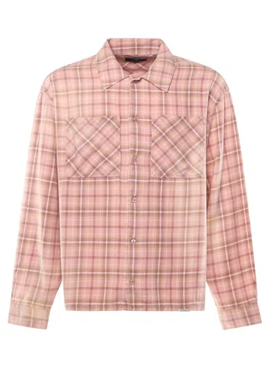 Represent Flannel Shirt With Checked Design And Pockets In Pink