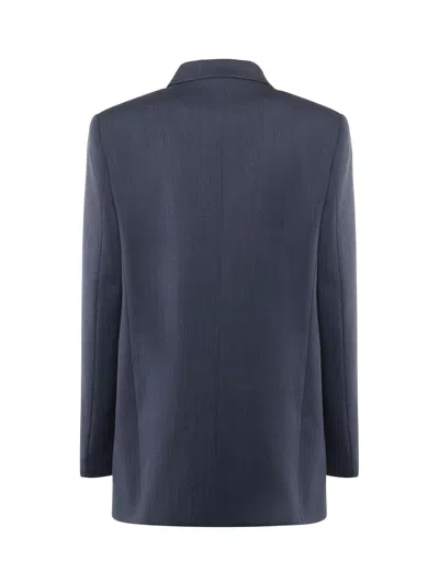 Pinko Double-breasted Blazer With Gold Buttons In Blue