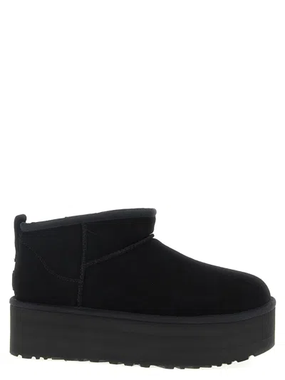 Ugg Ultramini Black Boots With Platform In Suede Woman In Black