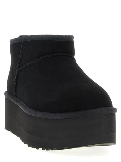Ugg Ultramini Black Boots With Platform In Suede Woman In Black