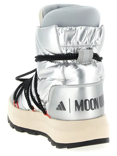 Adidas Originals X Moon Boot Quilted Lace-up Ace Boots In Silver