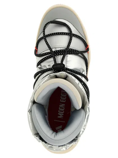 Adidas Originals X Moon Boot Quilted Lace-up Ace Boots In Silver