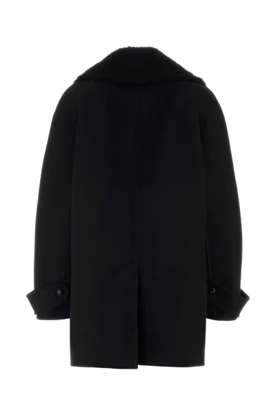 Ermanno Scervino Fur-collar Double-breasted Coat In Black