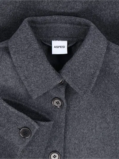 Aspesi Timeless Grey Shirt With Structured Collar And Button-down Front In Gray