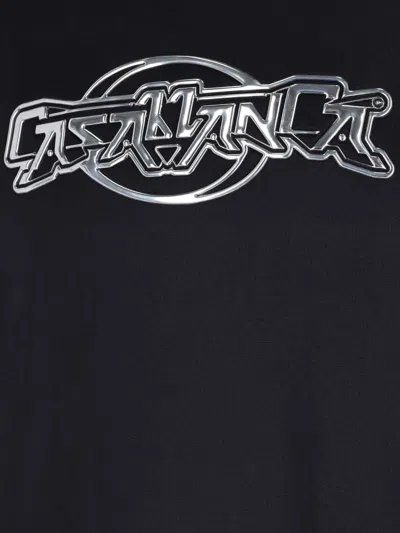 Casablanca Mens Oversized Panel Logo Jersey Hoodie Black In Black