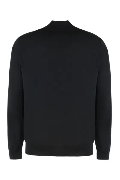 Hugo Boss Boss Sweater With Zipper In Virgin Wool In Black