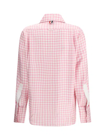 Thom Browne Checked Silk Shirt In Pink