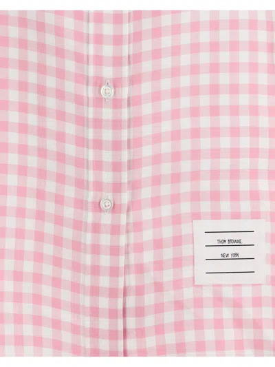 Thom Browne Checked Silk Shirt In Pink