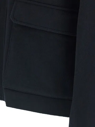 Herno High-neck Buttoned Jacket In Blue