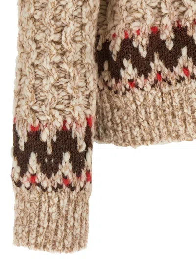 Moncler Jacquard Wool Blend Sweater With Geometric Pattern In Multi