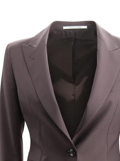 Tagliatore Tailored Blazer With Flap Pockets And Vent In Brown