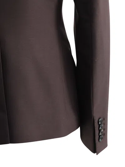 Tagliatore Tailored Blazer With Flap Pockets And Vent In Brown