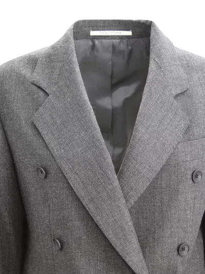 Tagliatore Tailored Suit With Flap Pockets And Notch Lapel In Gray