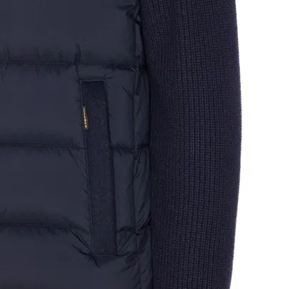 Moorer Hooded Padded Quilted Jacket Sleeves In Blue