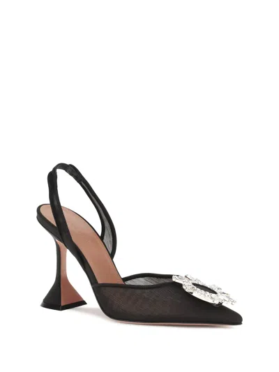 Amina Muaddi Scarpe Con Tacco Begum In Rete Nera  Donna In Black