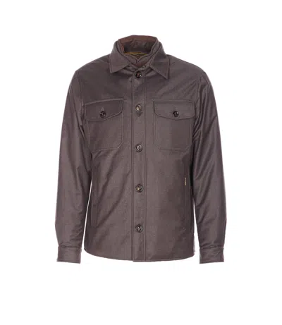 Moorer Brown Duino Down Jacket With Buttons Closure In Brown