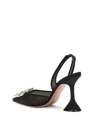 Amina Muaddi Scarpe Con Tacco Begum In Rete Nera  Donna In Black