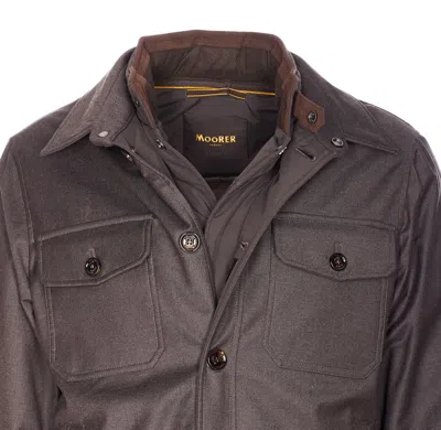 Moorer Brown Duino Down Jacket With Buttons Closure In Brown