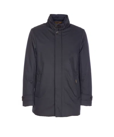 Moorer High Neck Padded Jacket With Cuff Straps In Blue