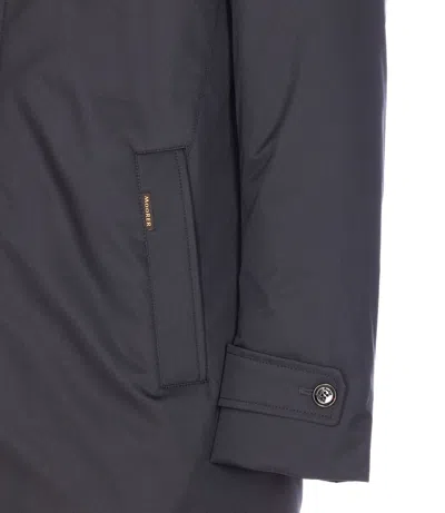 Moorer High Neck Padded Jacket With Cuff Straps In Blue