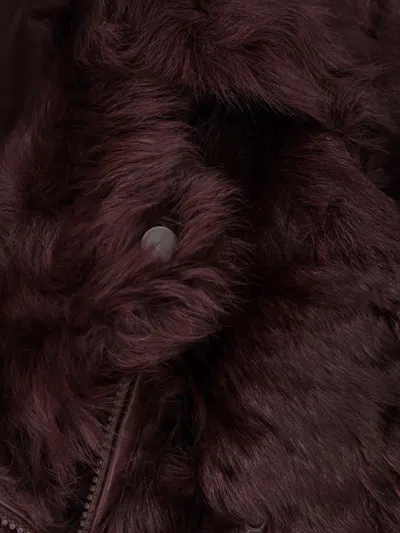 Brunello Cucinelli Asymmetrical-zip Shearling Jacket In Brown