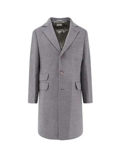 Brunello Cucinelli Men Wool Coat In Gray