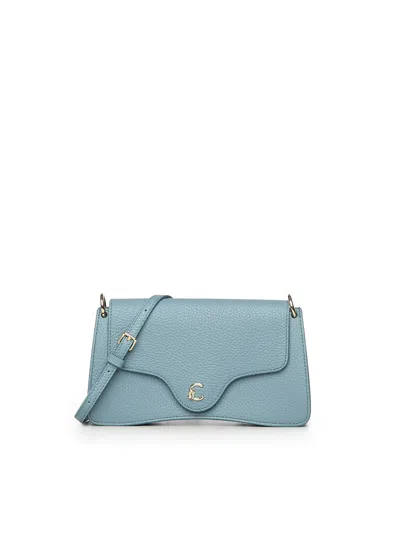 Coccinelle Logo-embroidered Shoulder Bag In Blue