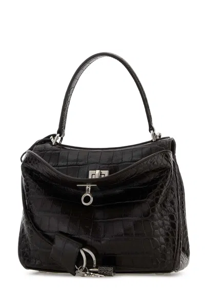 Balenciaga Brown Leather Mini Rodeo Handbag In Black