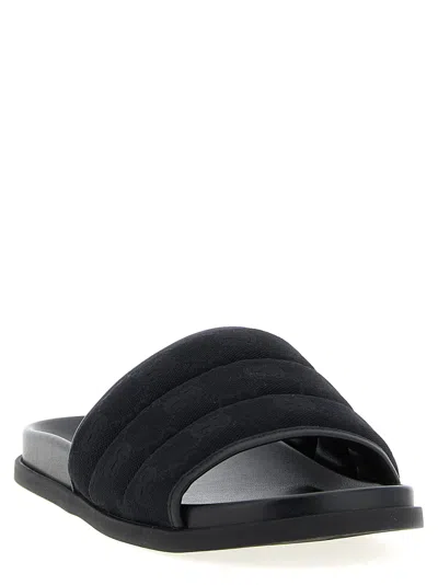 Gucci Gg-patterned Padded Slide Sandals In Black