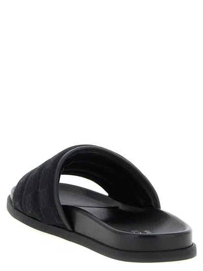 Gucci Gg-patterned Padded Slide Sandals In Black