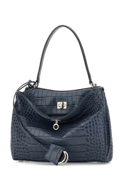 Balenciaga Women Air Force Blue Leather Small Rodeo Handbag In Blue