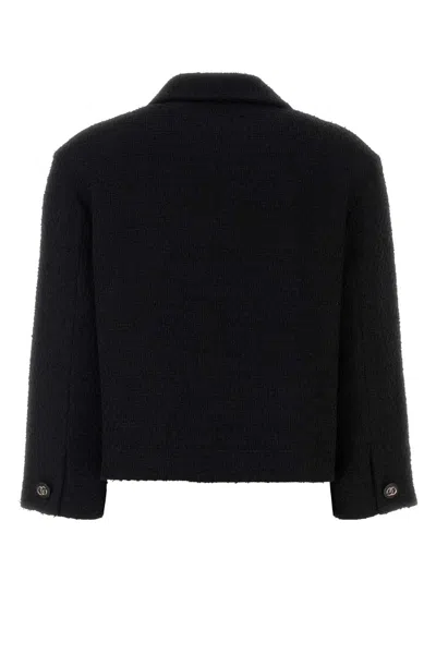 Gucci Double-breasted Wool Jacket Featuring Pockets In Black