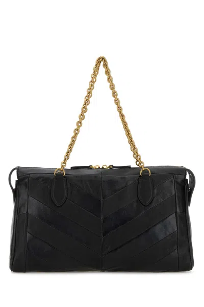 Valentino Garavani  Garavani Panthea Shoulder Bag In Nappa Leather With Chevron Pattern Wom In Black